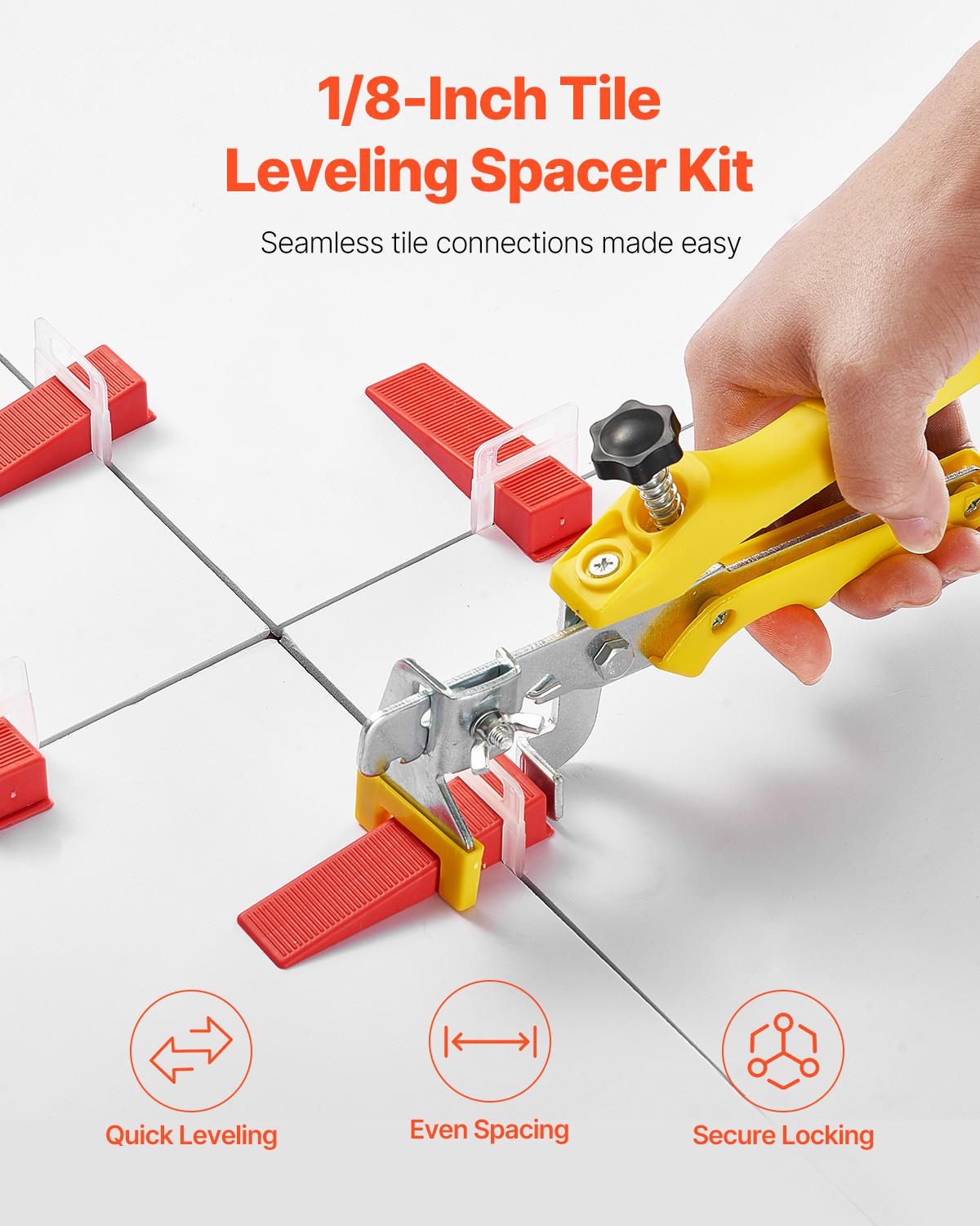 Tile Leveling System 1/8" (3 mm) 700pcs Tile Spacers+200 Reusable Wedges 1 Plier