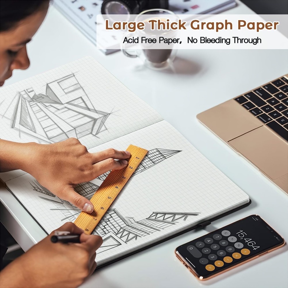 Graph Paper Notebook, Hardcover Notebook 8.5 x 11, Grid Notebook Journal for ...