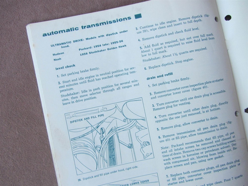 1961 Valvomatic Manual for Servicing Automatic Transmissions Charts by Vehicles