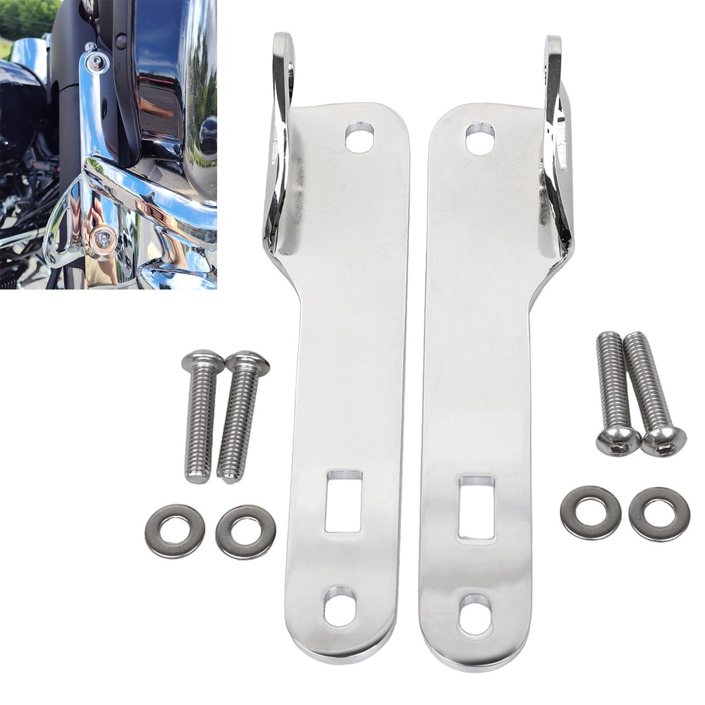 Chrome Front Tie Down Bracket Kit For Harley Electra Glide 14-23 Standard FLHT