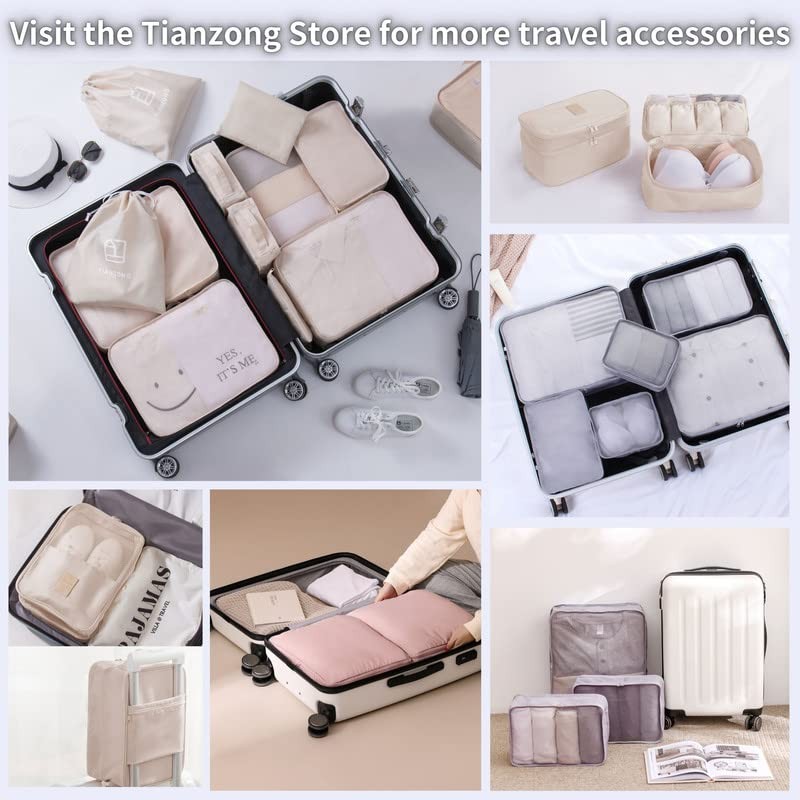 Compression Packing Cubes for Suitcases, Luggage 2-Pack Medium, Beige