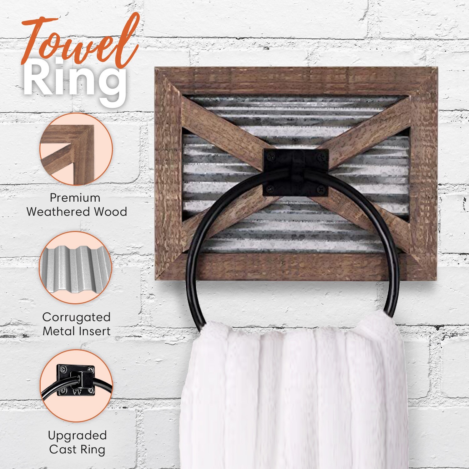 Autumn Alley Farmhouse Toilet Paper Holder, Towel Ring , Towel Rack Holder Set