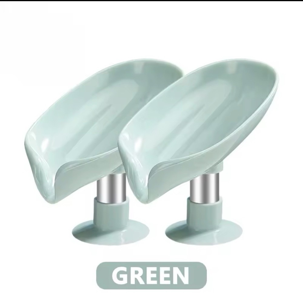 Drain Soap Holder Leaf Shape Soap Box Suction Cup Tray Drying Rack