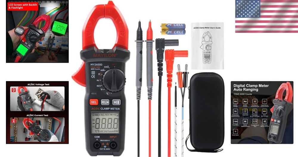 Compact Battery-Powered Clamp Meter with NCV and Overload Protection 6000C