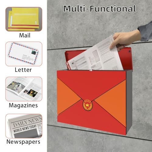 Wall Mount Mailbox Outside with Lock and Keys, Locking Wall Mount Pumpkin