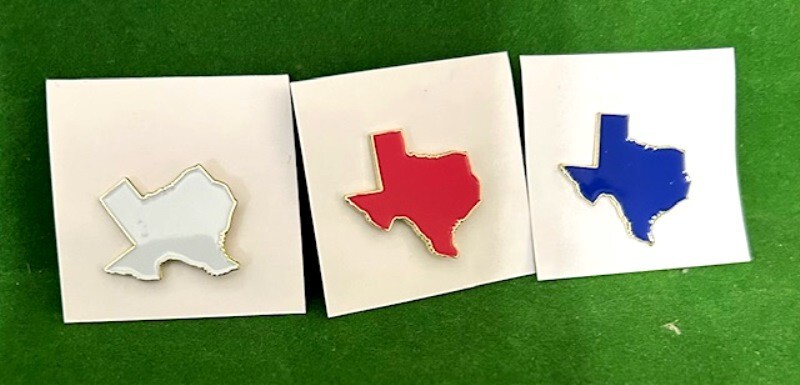 Texas State Shaped Lapel Hat Tac Pin - 6 pins Solid -2 Red, 2 Blue, 2 White