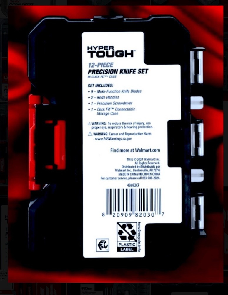 2 Sets: Hyper Tough 12pc Precision Knife Tool Set + Click Fit Storage Case NEW