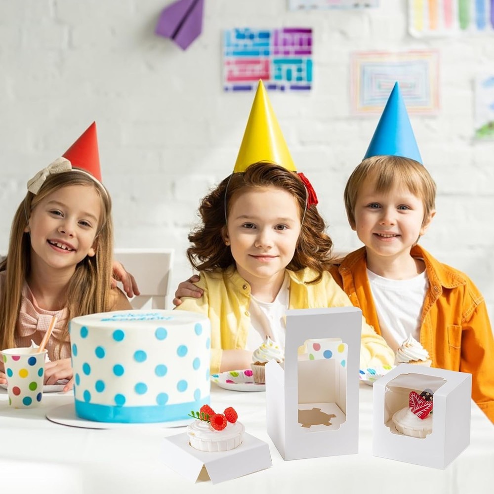 Stackable 25 Pack Cupcake Boxes with Windows – Perfect for Parties and Gifting