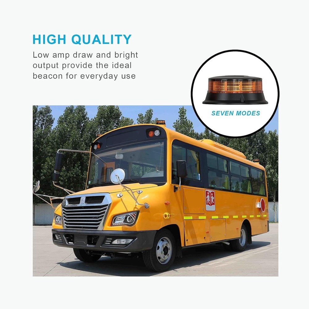 LED Amber Beacon Light 7 Flash Modes, 360° Visibility & Long-Lasting ABS Design