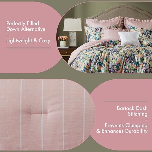 Comforter Set Cotton, Microfiber Reverse, Floral Reversible King Multicolor