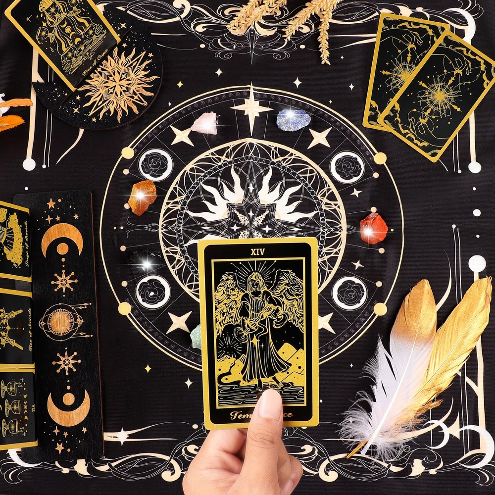 78 Tarot Cards with Guidebook - Deck Gift Set Medium, Black