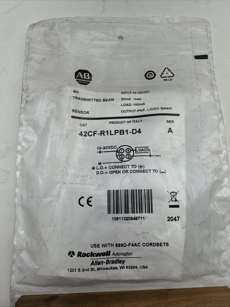 ✅ ALLEN BRADLEY TRANSMITTED BEAM SENSOR 42CF-R1LPB1-D4