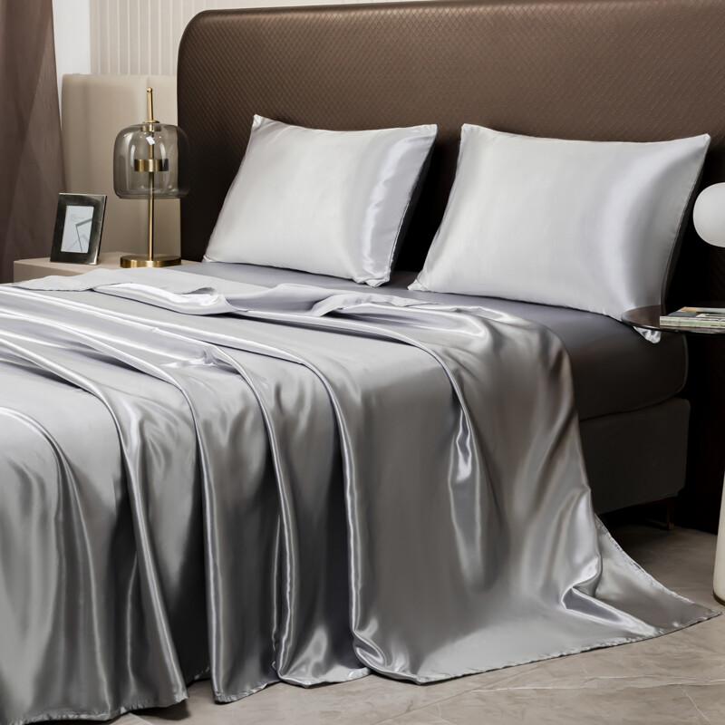 Satin Silk For Bedding Flat Bed Sheet / Pillowcase / Flat Sheet Queen/King Bed