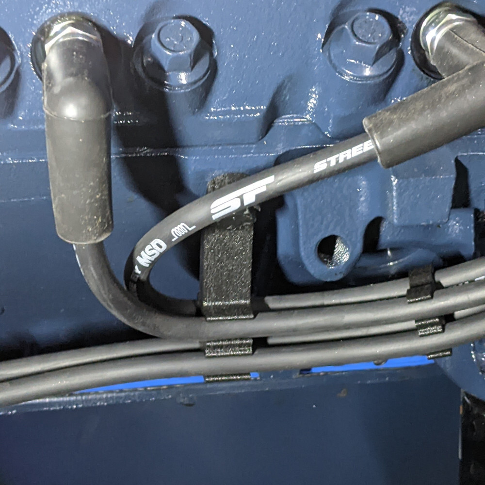 8mm Black Deluxe Small Block Chevy Under Exhaust Spark Plug Wire Loom Set