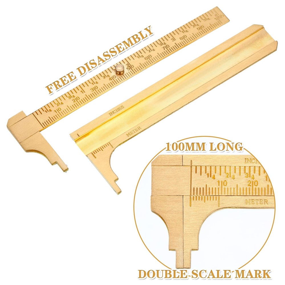 2 Pcs Brass Vernier Caliper Pocket Handy Caliper Measuring Mini Tool Double S...