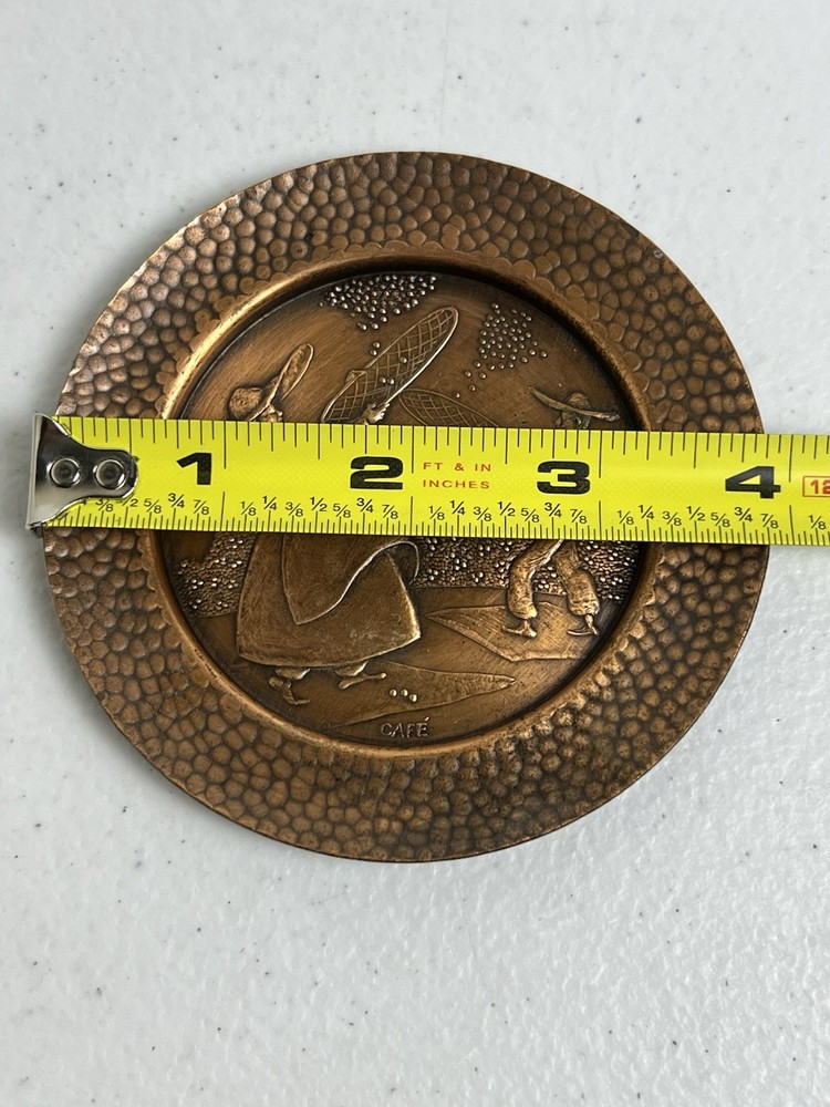 Embossed Hammered Copper Mini Dish Plate Coaster Bienal Cafe Lasso