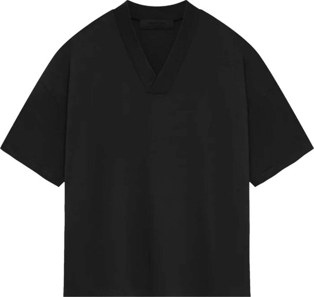 Essentials V Neck Jet Black Tee