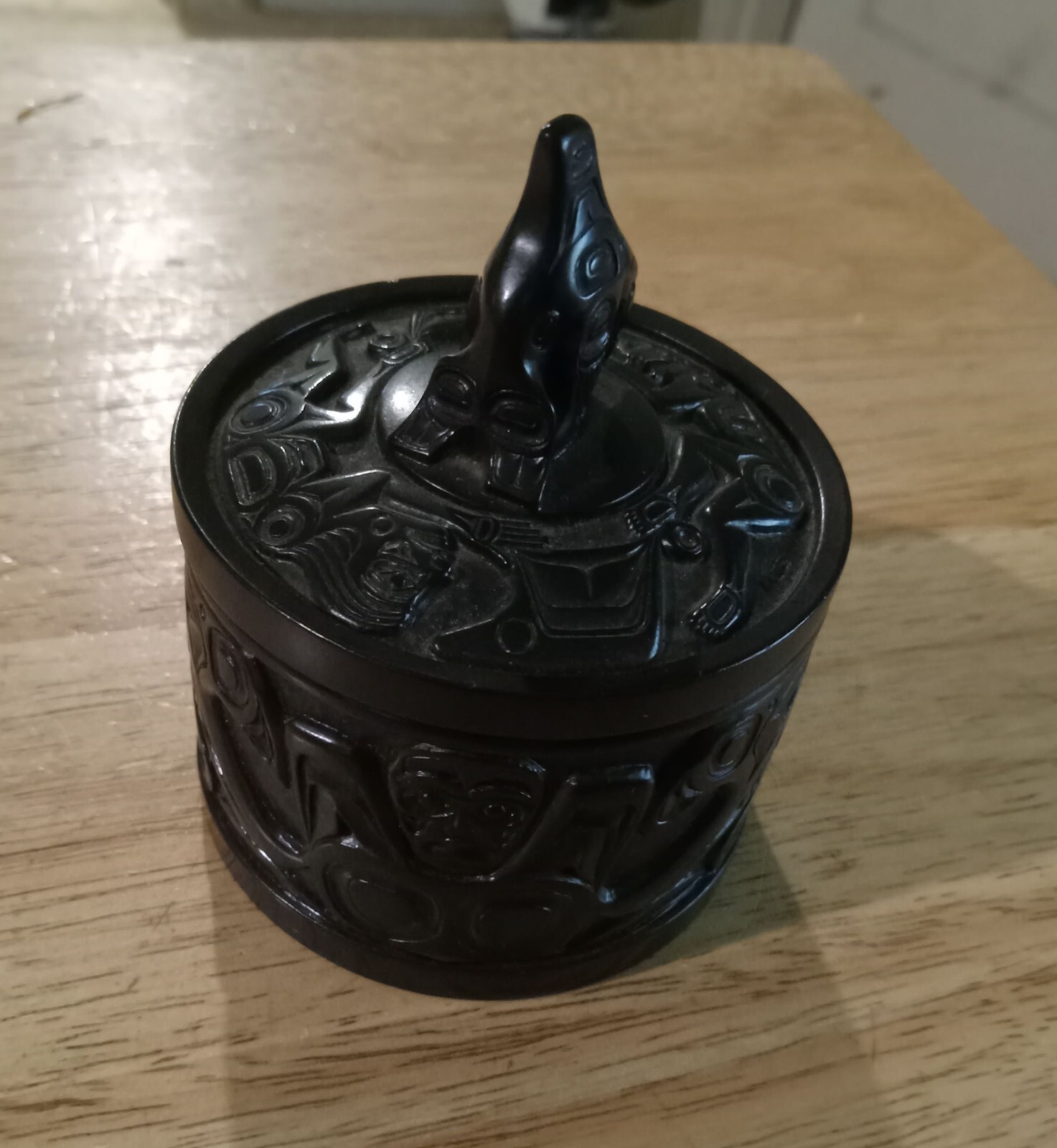 Boma Haida Native Art Desk Trinket Bowl Canadian Indigenous Carved Resin Box