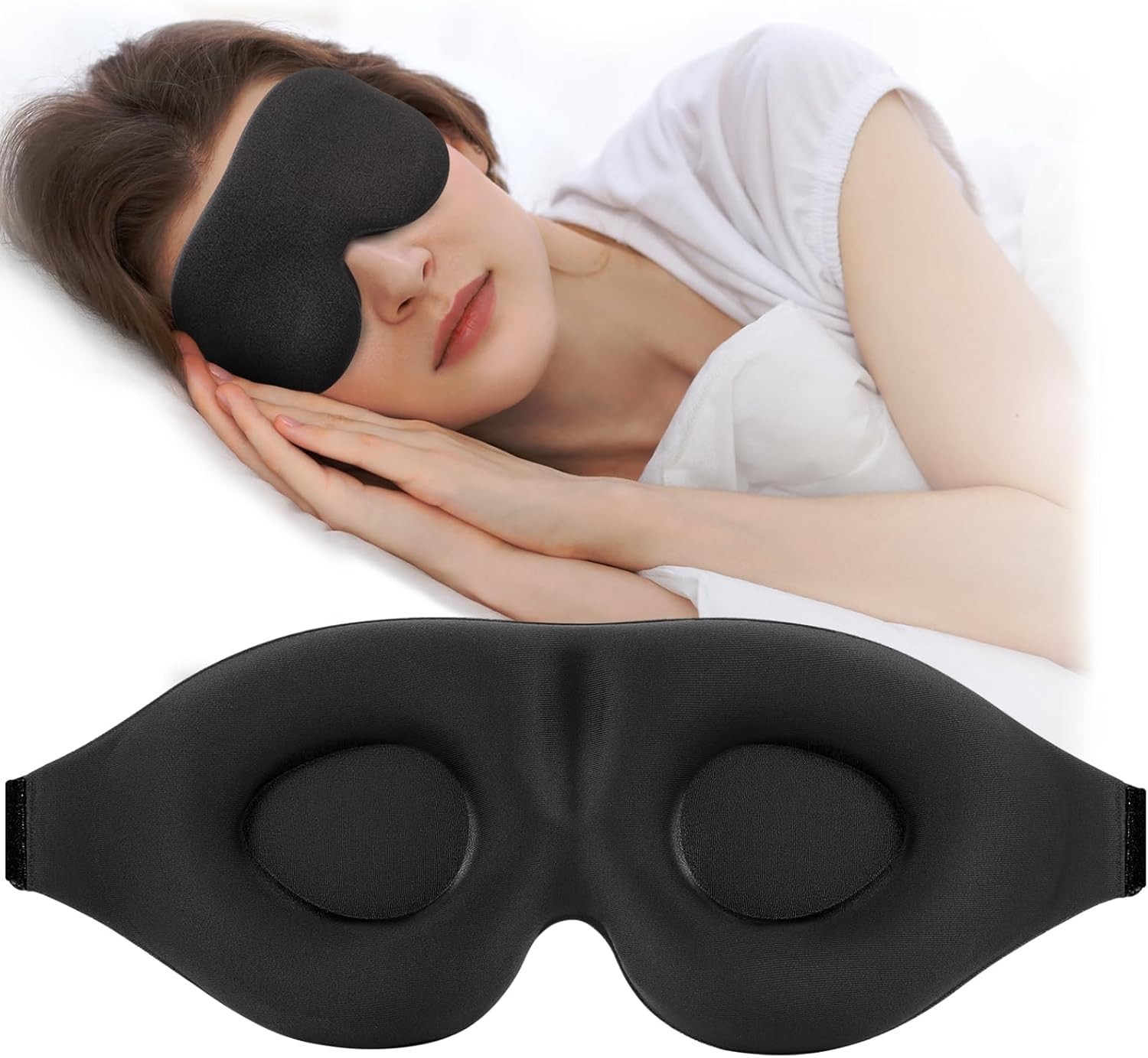 ZGGCD Sleep Mask for Side Sleeper, Light Blocking Sleeping Eye Mask for Women Me