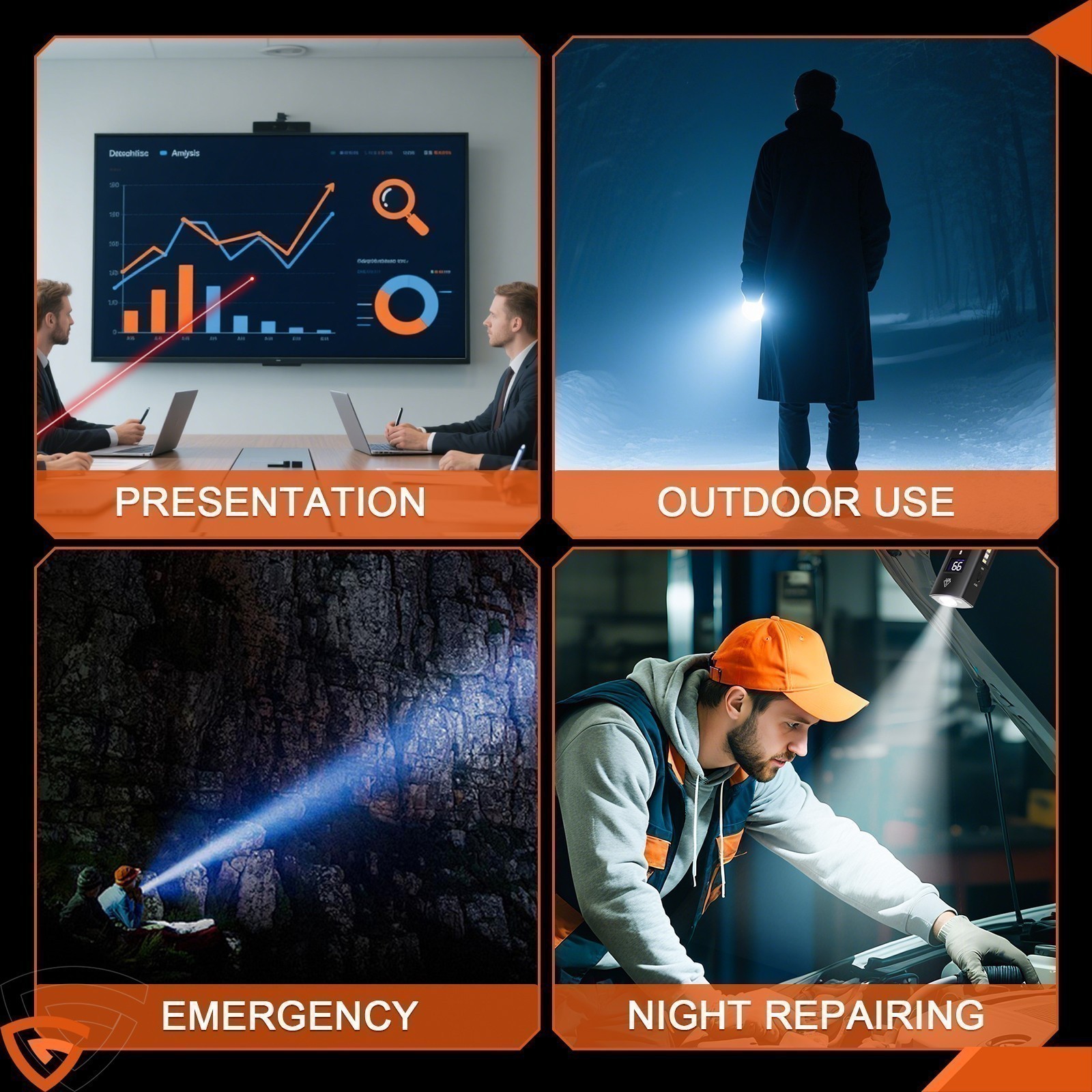 Pro Flat EDC Flashlight with LED Light, UV Light and Laser 1200 Lumens