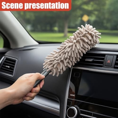 Car Interior Duster, No Scratch Microfiber Cleaning Brush with Camel