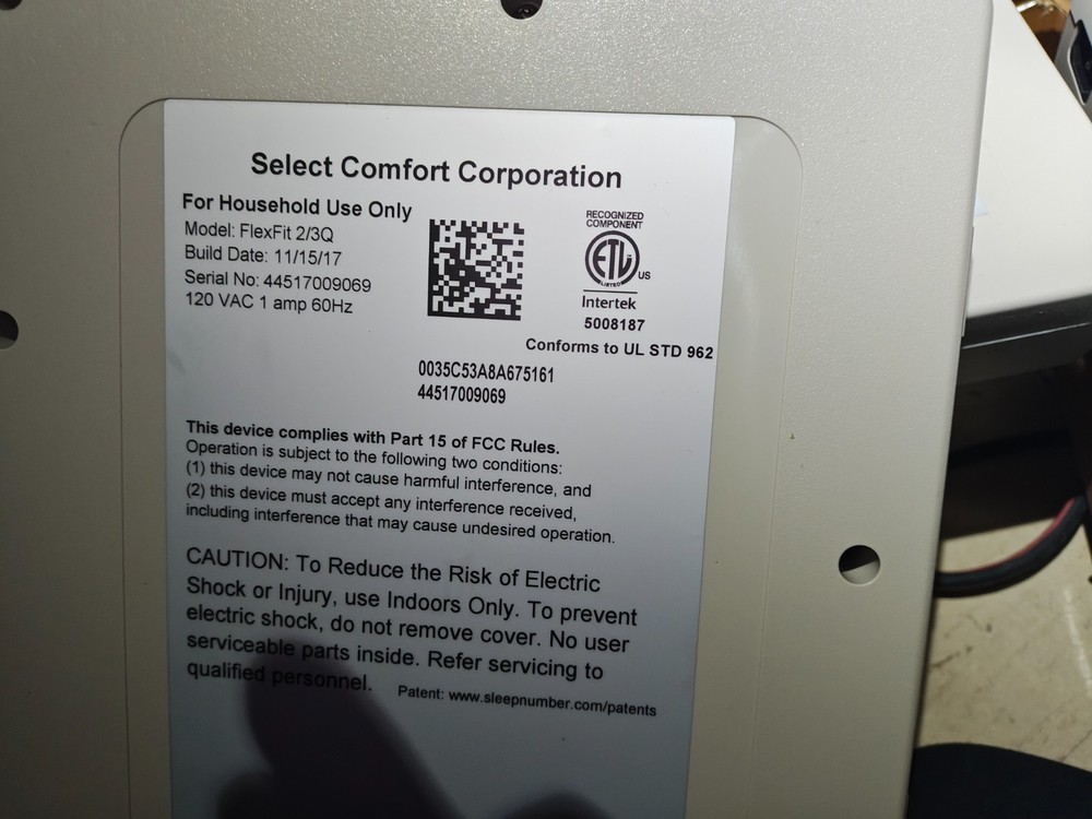 Sleep Number FlexFit 2/3Q Control Unit Box
