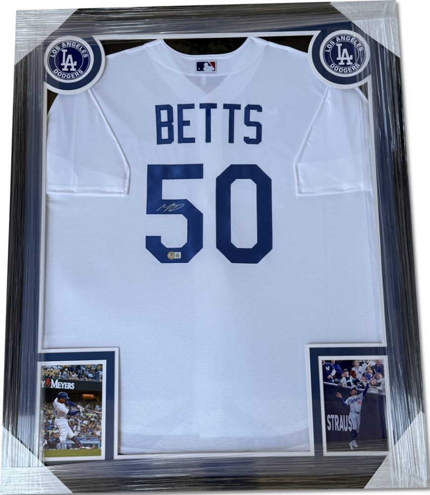 Mookie Betts Hand Signed Autographed Swingman Jersey Dodgers Custom Frame BAS