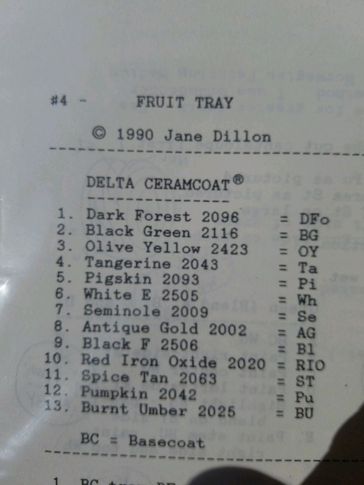 JANE DILLON 1990 FRUIT TRAY PINEAPPLE MELON PAINTING PATTERN PACK 4