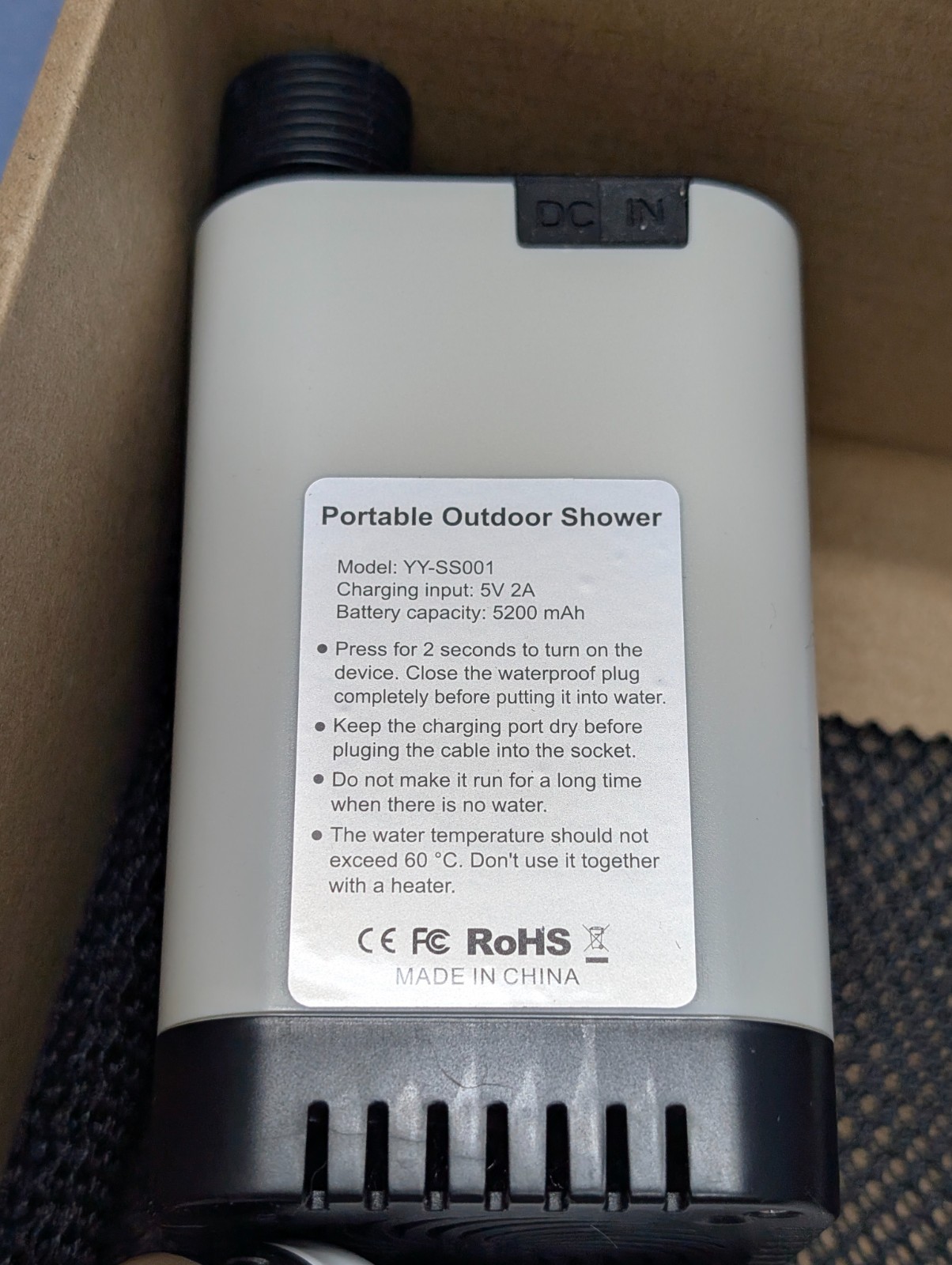 Portable Shower for Camping, Rechargeable Electric Camping Shower Pump White