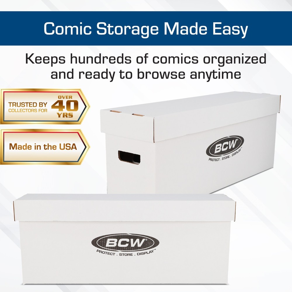 5 Long Comic Book Cardboard Storage Boxes Hold 250-300 Current /Silver + Divider