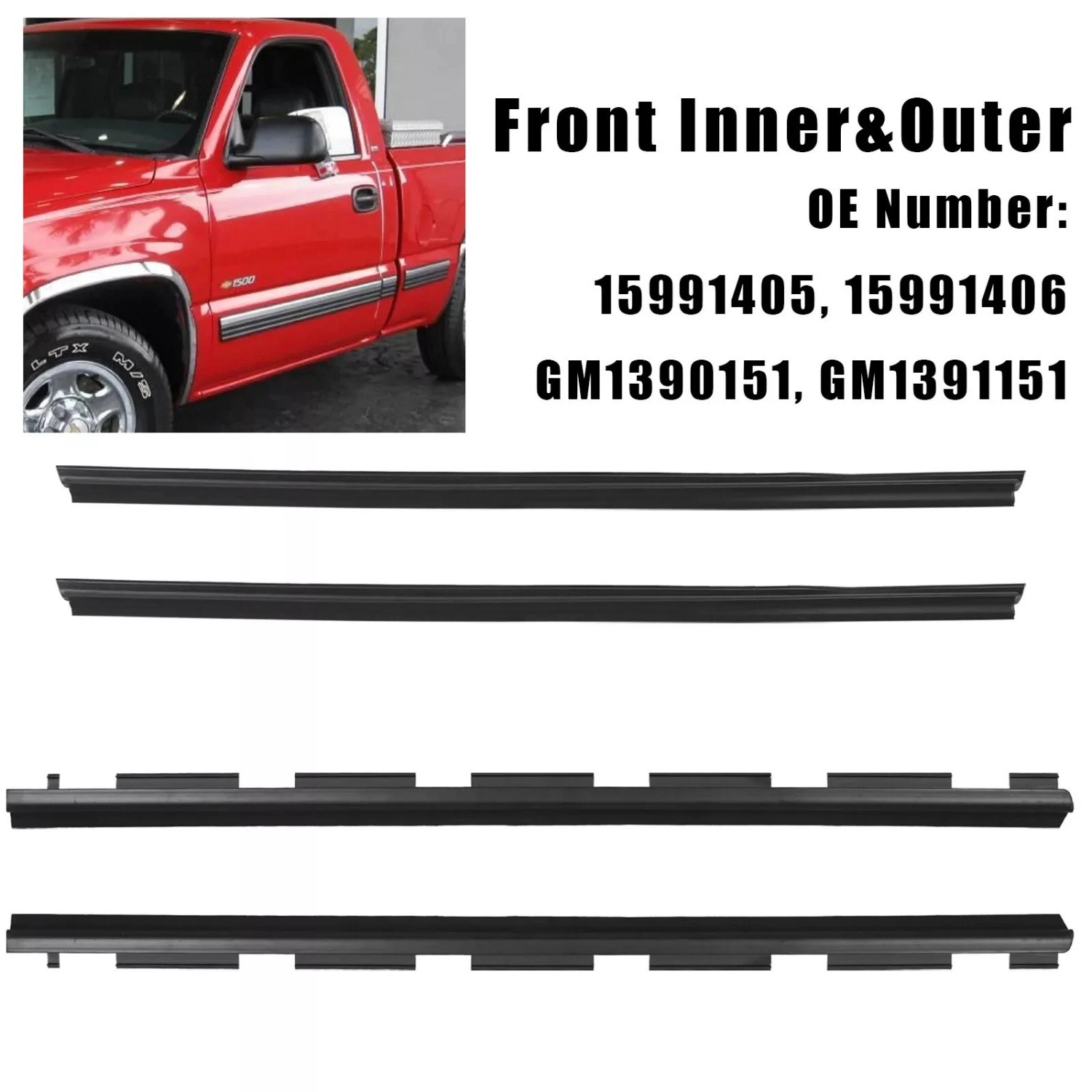 4X Inner & Outer Door Window Belt Weatherstrip Seal Sweep Felt Kit For Chevy/GMC
