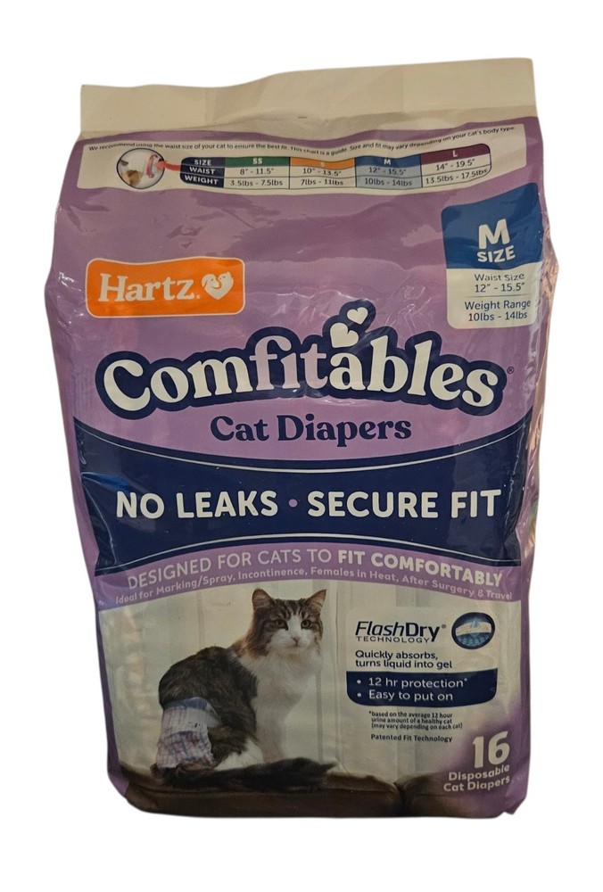 Hartz Comfitables Cat Diapers Size M/Medium 16 Count