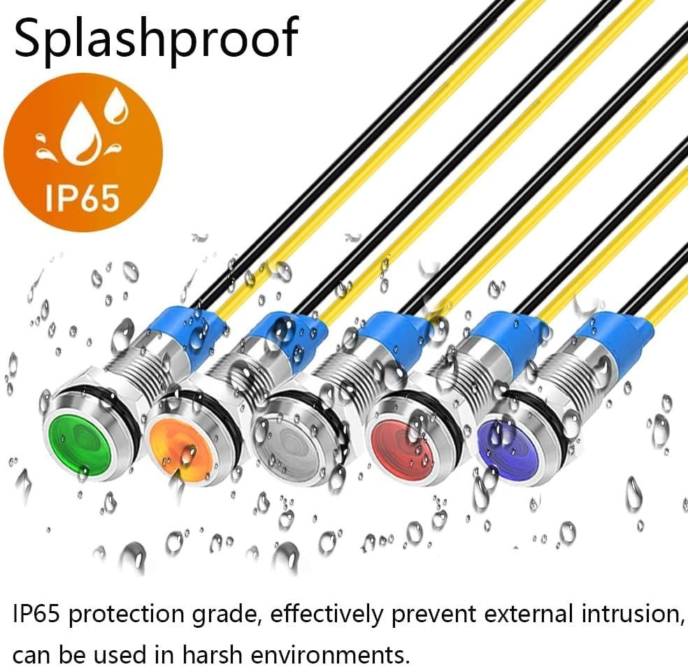 Durable 10pcs Green LED Indicator Lights – Modern Waterproof Panel Mount Design