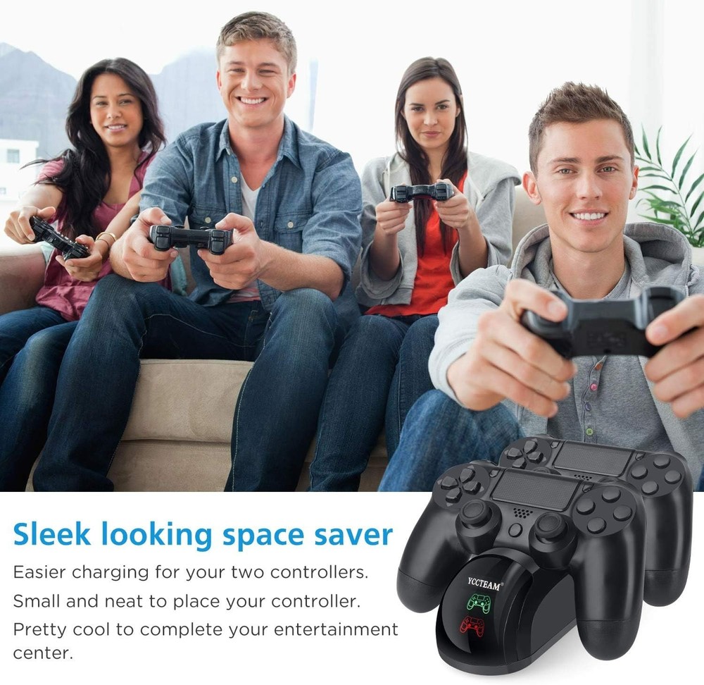 Efficient PS4 Controller Fast Charging Dock - Dual Charging with Status Light