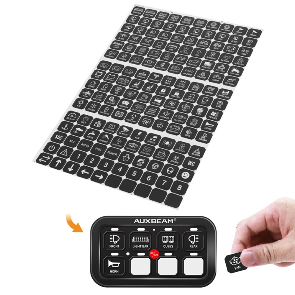 Auxbeam Switch Panel Sticker For 6/8 Gang Switch Panel Switch Control Label 160x