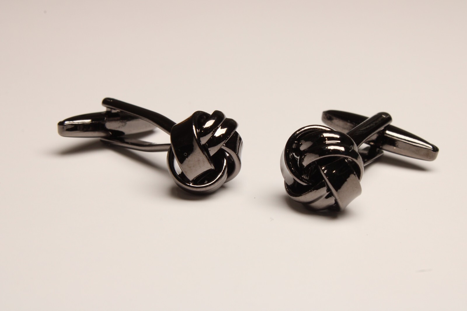 Cufflinks Black Gunmetal Knot Posh Elegant Sophisticated Novelty Chrome