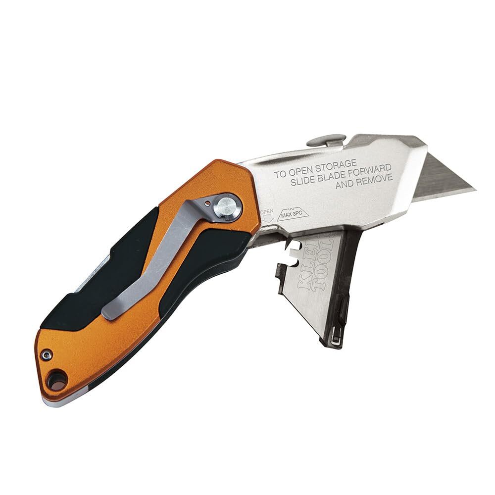 Klein Tools Auto Loading Folding Retractable Utility Knife with Razor Blade