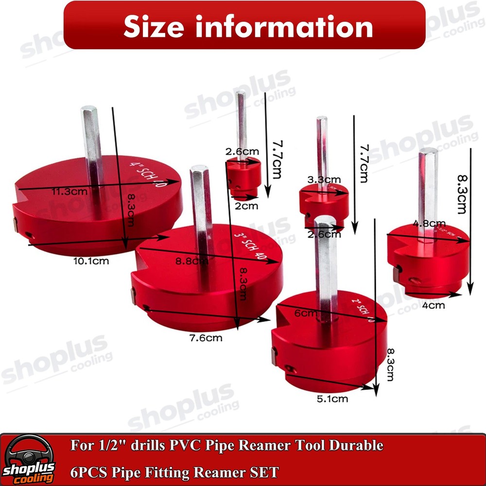 For 1/2" drills PVC Pipe Reamer Tool Durable 6PCS Pipe Fitting Reamer SET.