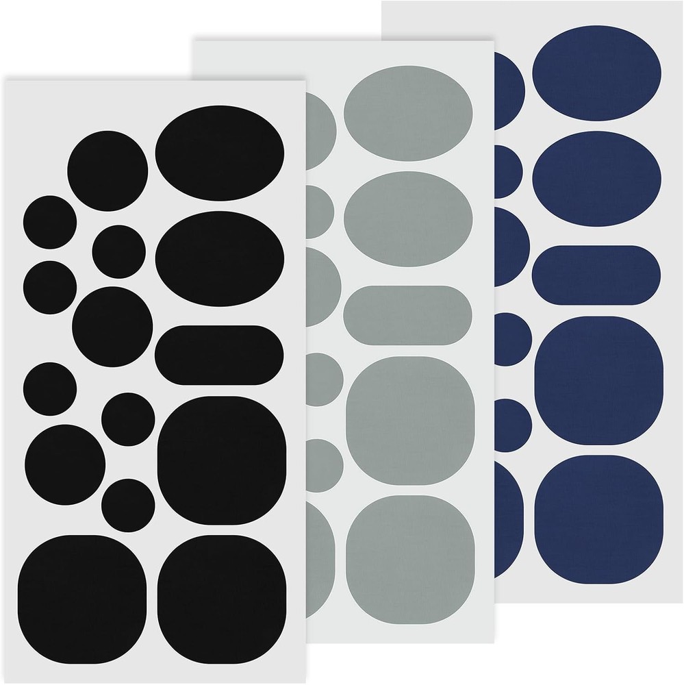 3 Sheets Puffer Down Jacket Repair Patch Kit Nylon Fabric Dark Blue, Gray