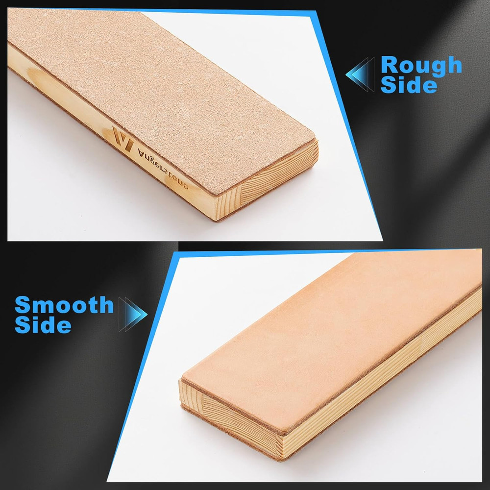 Oversize Double Sided Leather Strop Kit(3" Knife Stropping Leather）With Ergonomi
