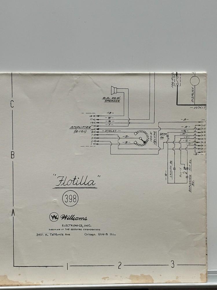 ORIGINAL-WILLIAMS ELECTRONICS-FLOTILLA-SCHEMATICS-CATALOG SUPPLEMENT