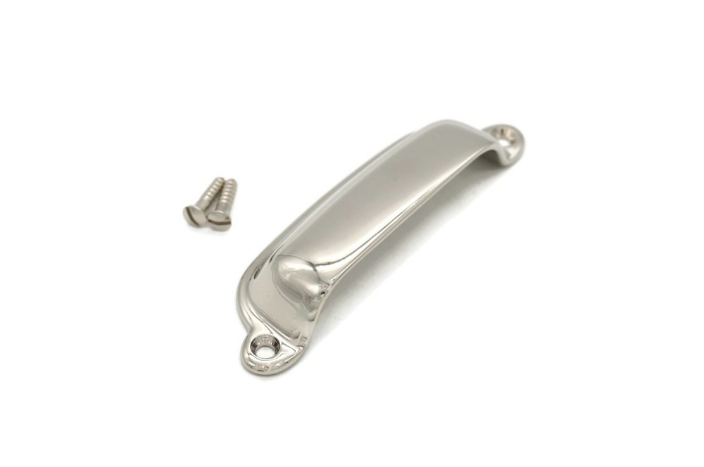 Polished Nickel Bin Pull Antique Style Bin Cup Pull Marine Cabinet Boat Bin Pull