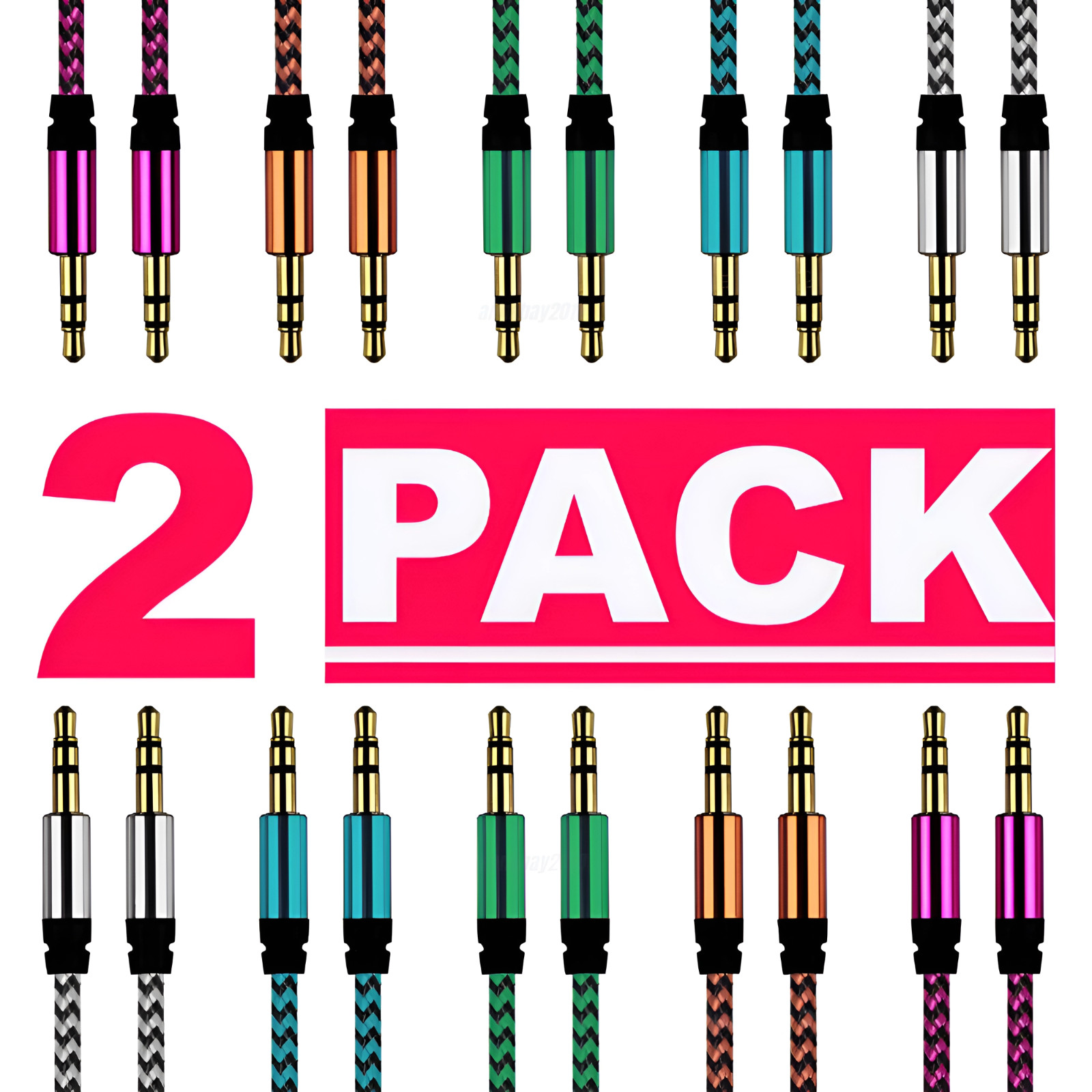 2PCS AUX Cable 3.5mm Jack Male to Male Stereo Audio Cord for PC iPod Car iPhone