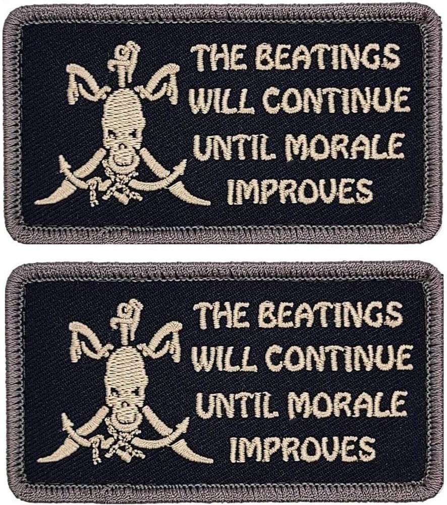 The Beatings Will Continue Until Morale Improves patch | 2PC HOOK BACK 3.5X2"