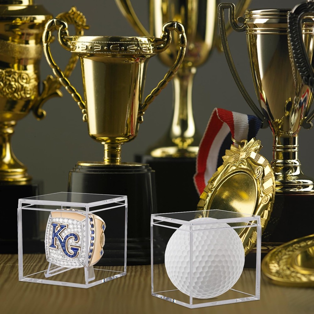 2 Pack Clear Acrylic Championship Ring Display Case, 2-Pack,