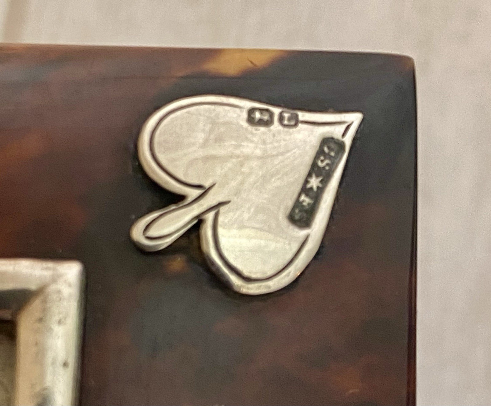 Antique Sterling Silver Tortoise Shell Playing Card Bridge Box - Chester 1894