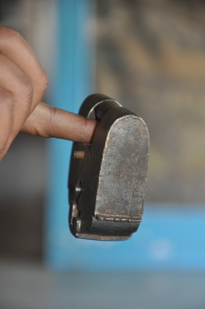 Vintage Iron Unique Typical Shape Handcrafted Solid Heavy Padlock