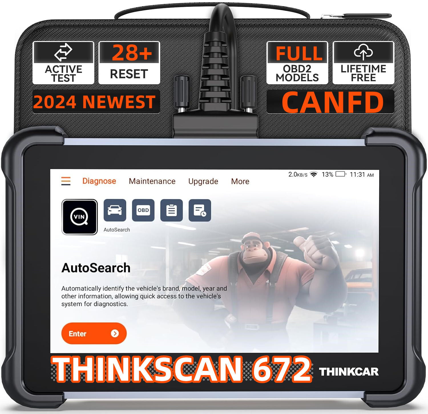 🏆2024 THIINKCAR ThinkScan 672 Pro Auto Diagnostic Tool Full System Active Test