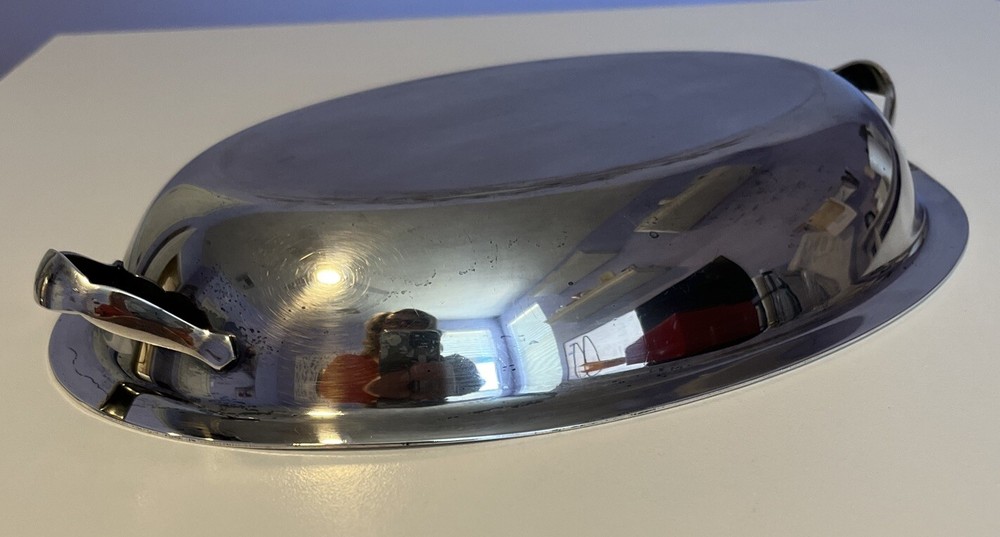 Vintage Lid for Covered Silverplate Serving Dish or use as Handled Bowl 10.25"L