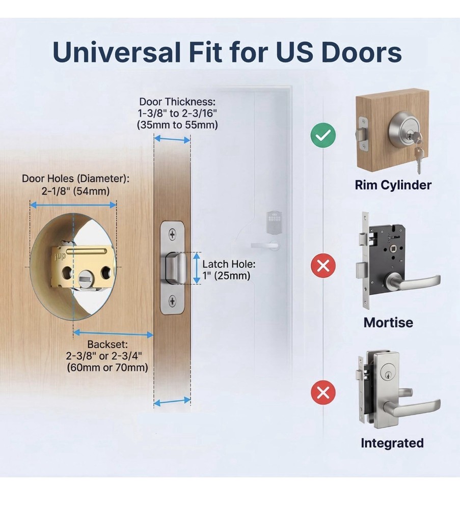 Keyless Entry Door Lock Electronic Deadbolt 200 Codes Auto Lock Smart Lock
